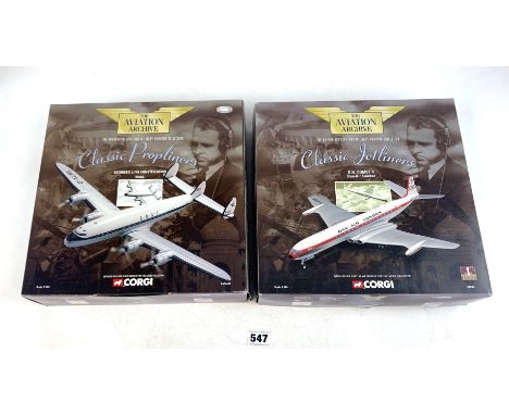 2 boxed Corgi Aviation Archive airplanes - Classic Jetliners DH Comet 4 Dan-Air London &amp; Classic Propliners Lockheed L-74