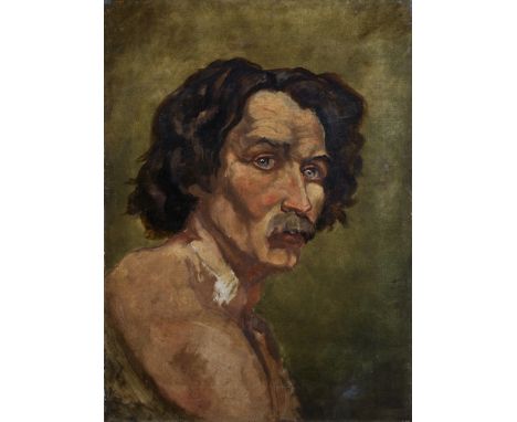 Francis David ("Frank") Millet (1846-1912) American. Portrait of a Man with a Moustache, possibly a portrait of Mark Twain (S