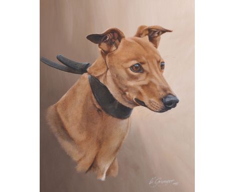 Vic Granger (20th Century) British. "Deerpark Jim", 'Open Race Champion of the Year 1992', Mixed Media, Signed and Dated 1993