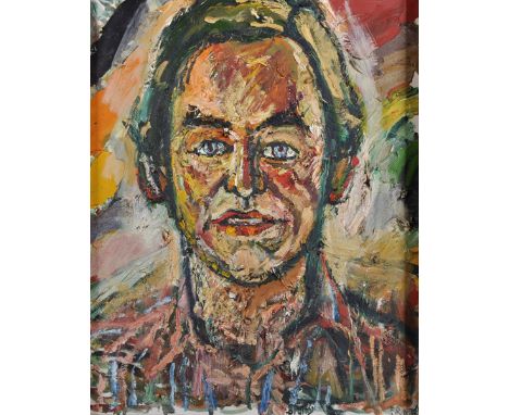 John Bratby (1926-1992) British. Bust Portrait of a Male Celebrity, Oil on Canvas, Signed, and Indistinctly Inscribed on the 