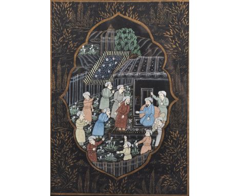 19th - 20th Century Indian School. A Figures Scene with Figures in the Water, Mixed Media, 11.75" x 8.5", and three others by