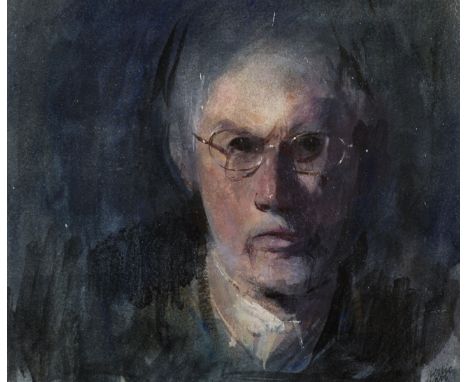Leslie Charles Worth (1923-2009) British. 'Self Portrait', Watercolour and Gum Size, Signed, 9.25" x 10.75". Provenance; Alre