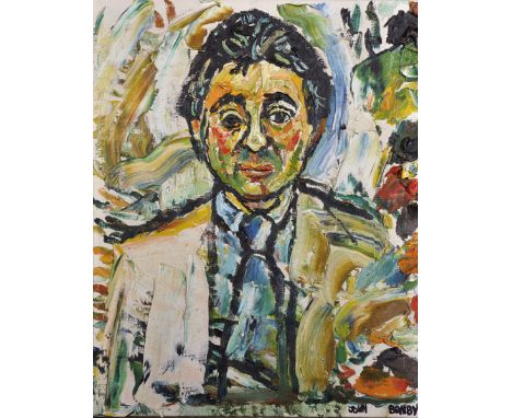 John Bratby (1926-1992) British. Bust Portrait of a Male Celebrity, Oil on Canvas, Signed, Indistinctly Inscribed and Dated 1