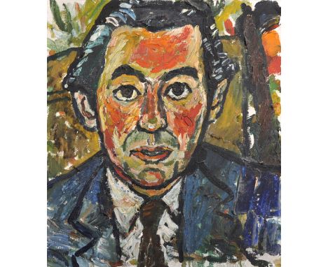 John Bratby (1926-1992) British. "Lord Vestey", a Bust Portrait, Oil on Canvas, Signed, and Inscribed 'SPAM Lord Vestey' on t