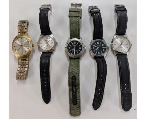 Two vintage Sekonda automatic day date Tissot watches, a Pulsar an a Lorus watch, Location: 