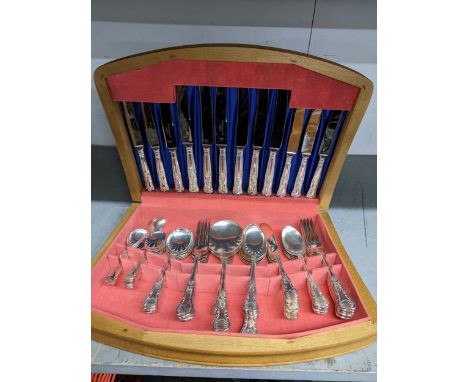 Smith Seymour Ltd, Sheffield, silver plated and stainless steel cutlery set in wooden box Location: 