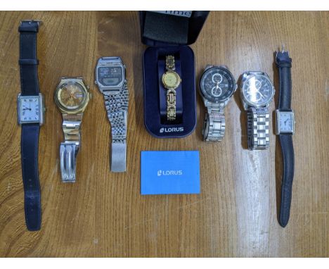 A selection of wristwatches to include a Seiko Chronograph 100m, a Citizen Chronograph WR100, Seiko Bell Matic 17 jewel wrist