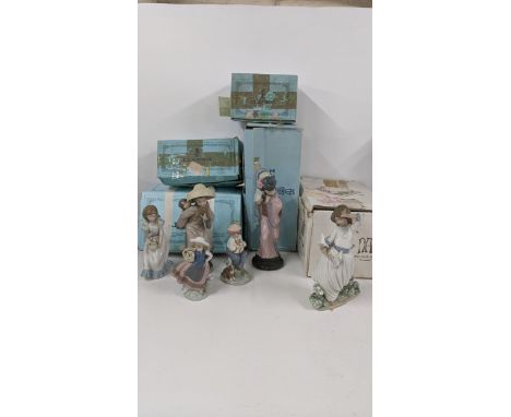 Mixed Lladro figurines, boxed, to include Sweet Scents, girl with a basket of flowers, unboxed and others, together with a Na