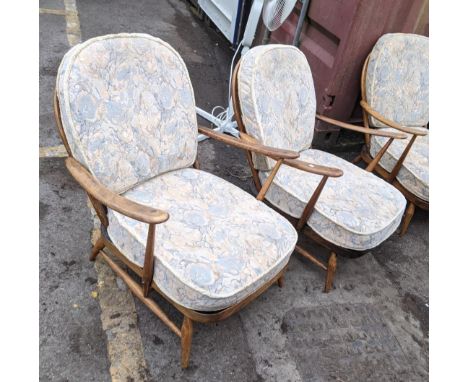 A pair of mid 20th century Ercol spindle back armchairs, Location: Blue Con 