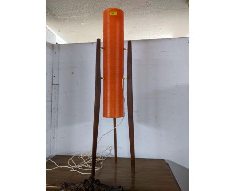 A 1970s orange fibreglass and teak rocket lamp, Location: 