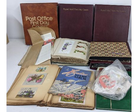 Postage stamps mainly mint and first day covers, along with two Victorian scrap, greeting cards albums, Location: 