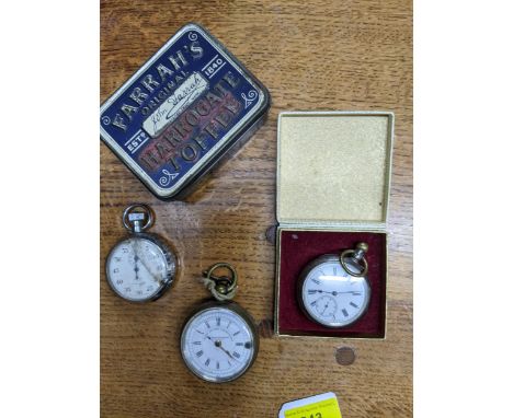 A silver cased Victorian pocket watch, the movement marked DF &amp; Co, possibly for Dimier Freres &amp; Cie, white enamel di