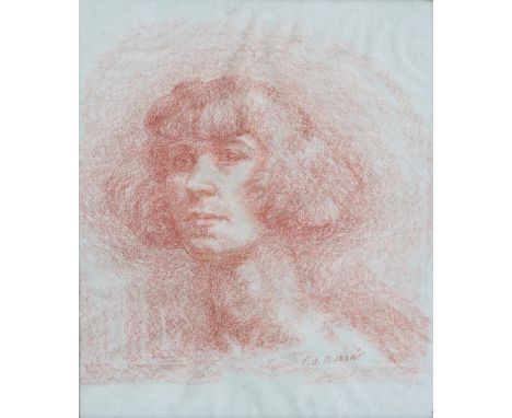 Corrado Alberto Mazzei (Italian, b.1885), Portrait of a lady red chalk on laid paper, signed 'C. A. Mazzei' lower right 17 x 