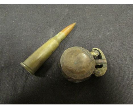 WW1 French trench art bullet with cross inside and British trench art lighters