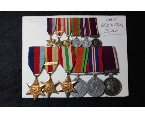 Group to Lieut R P W Clouter REME. Medals mounted as worn 1939-45 Star, Africa Star + 1st Army bar, Italy Star, Defence & War