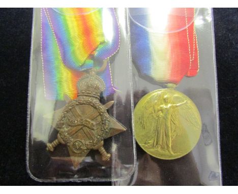 1915 Star and Victory Medal to R-6634 Pte W Clark K.R.Rif.C. VF (2)