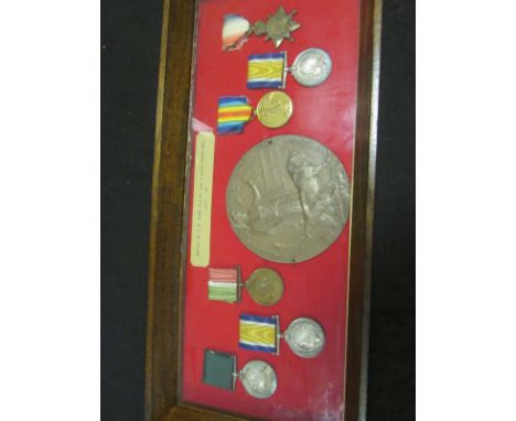 WW1 family group of medals consisting of 1915 trio and Memorial plaque to 1615 Pte John King Essex Reg K in A 22-6-1918 with 