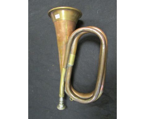WW1 Hawkes & Son brass and copper bugle dated 1915 engraved 15th Reserve Co London Batt 15