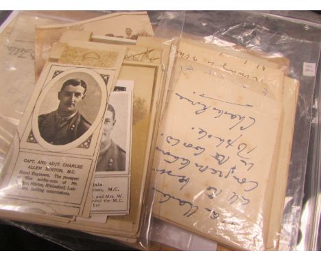 WW1 Officers Mc & Bar casualty letters documents photos etc to captain Charles Allen Hilton k in A 22-5-1918 with the Royal E