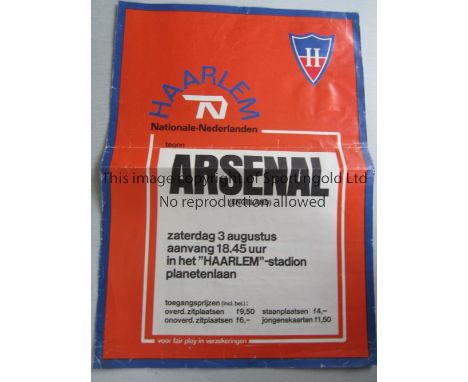 ARSENAL      A 16" X 12" official match poster for the away Friendly v. Haarlem 3/8/1974. No programme was issued for the mat