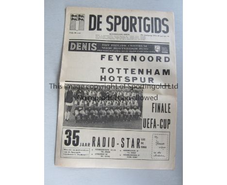 UEFA CUP FINAL 1974   De Sportsgids newspaper issue from the Feyenoord v Tottenham Hotspur UEFA Cup Final 2nd Leg in Rotterda