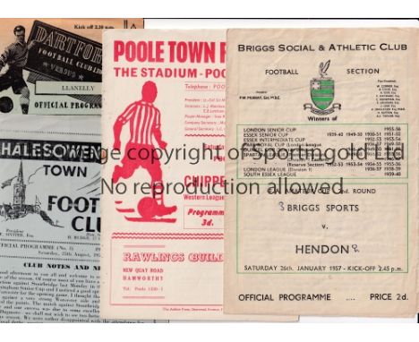 NON-LEAGUE FOOTBALL PROGRAMMES      Twenty seven programmes from 1956 - 1961. 1956/7 X 10 inc. Briggs Sports v Hendon Amateur