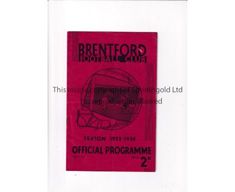 BRENTFORD V ARSENAL 1935      Programme for the League match at Brentford 2/11/1935, very slightly creased.     Generally goo