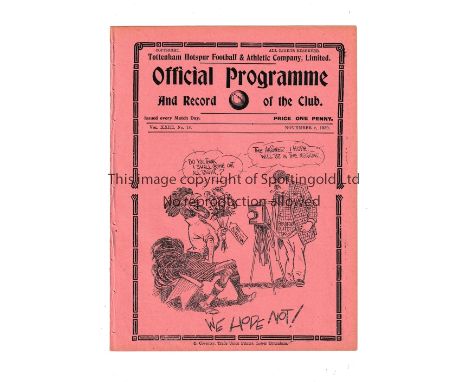 TOTTENHAM HOTSPUR       Home programme v Leicester City 8/11/1930 London Combination, ex-binder.    Generally good
