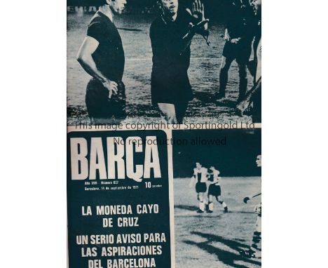 1971 INTER-CITIES FAIRS CUP      (Playoff) played 22/9/1971 at the Nou Camp, Barcelona. Rare print error issue of the Barcelo