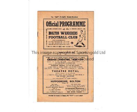 ARSENAL      Joint issue programme for the away League match v. Bolton Wanderers 1/1/1937 and Bolton Reserves v Bury Reserves