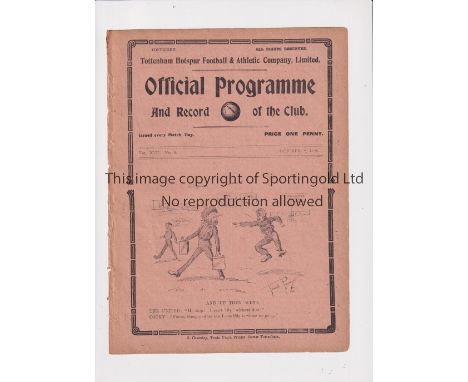 TOTTENHAM      Home programme v Manchester United 2/10/1920. Slightly worn edges. No writing.  Fair to generally good