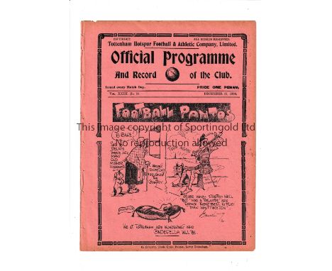 TOTTENHAM HOTSPUR       Home programme v Cardiff City 27/12/1930 London Combination, ex-binder.    Generally good