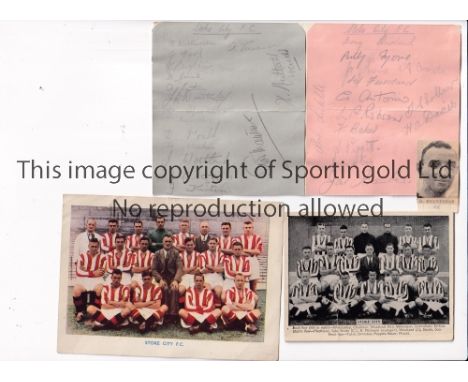 STOKE CITY AUTOGRAPHS 1930'S     Two mounted album sheets with 30 autographs including Stan Matthews, Frank Soo, Wilkinson, F