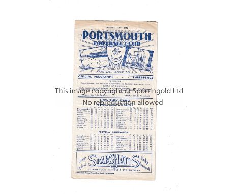 ARSENAL    Programme for the away League match v Portsmouth 26/12/1951 with 2 newspaper reports.    Generally good