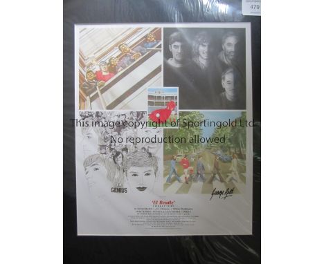 GEORGE BEST AUTOGRAPH      A 27" X 21" mount containing a limited print number 48 of 350 "El Beatle" Collection showing 5 dra