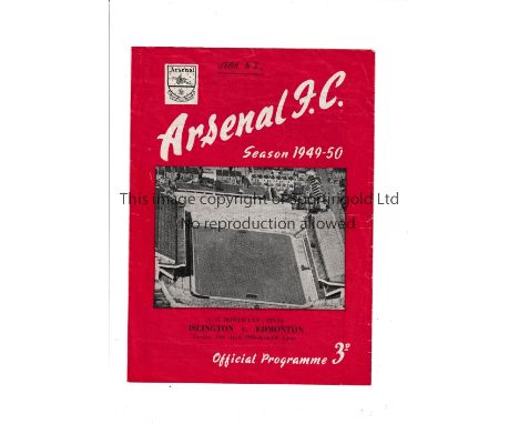 NEUTRAL AT ARSENAL    Programme for Islington v Edmonton 25/4/1950 AG Bower Cup Final, slight horizontal crease, small writin
