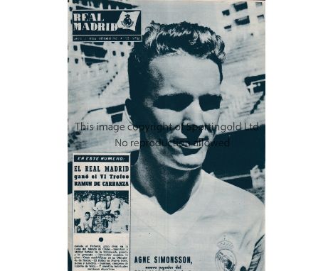 1960 INTERCONTINENTAL CUP FINAL    Real Madrid v Penarol (2nd Leg) played 4/9/1960 at the Bernabeu, Madrid. Official Real Mad