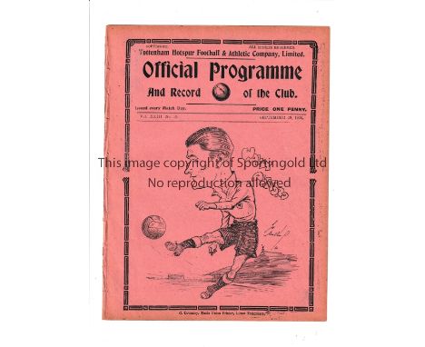 TOTTENHAM HOTSPUR       Home programme v Southampton 29/9/1930 London Combination, ex-binder.    Generally good