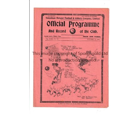 TOTTENHAM HOTSPUR       Home programme v Swansea Town 25/10/1930 London Combination, slightly creased and scores entered.    