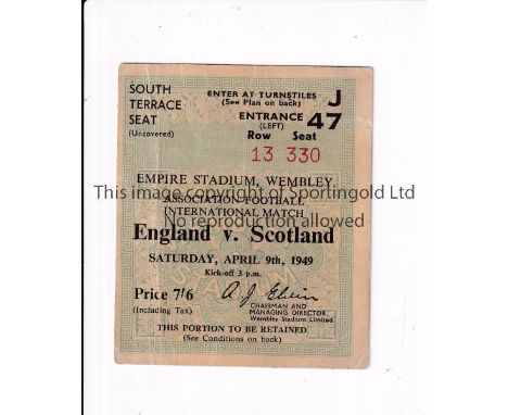 ENGLAND V SCOTLAND 1949     Seat ticket for the match at Wembley.    Generally good