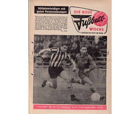 1961/62 EUROPEAN CUP       ASK Vorwarts Berlin v Glasgow Rangers (1st Leg) Two East German FA  official weekly organ ''Fussba