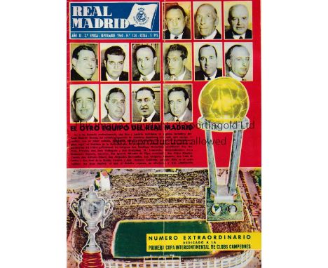 1960 INTERCONTINENTAL CUP FINAL     Real Madrid v Penarol (2nd Leg) played 4/9/1960 at the Bernabeu, Madrid. Official Real Ma