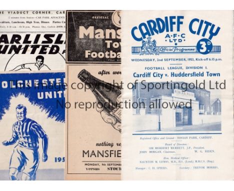 FOOTBALL PROGRAMMES 1950'S     Twenty eight programmes including Cardiff v Huddersfield 53/4, Carlisle v Stockport 59/60,  Cr