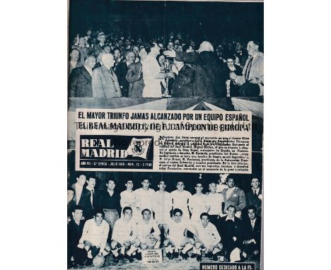 1956 EUROPEAN CUP FINAL    Real Madrid v Stade de Reims played 13/6/1956 at Parc des Princes, Paris. Rare official Real Madri