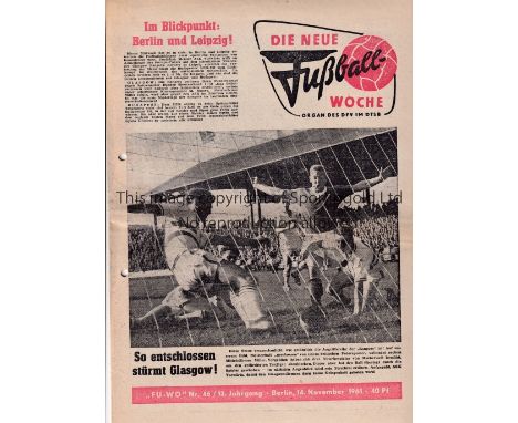 1961/62 EUROPEAN CUP     ASK Vorwarts Berlin v Glasgow Rangers (1st Leg) played 15/11/1961 at Freidrich-Ludwig Sportpark, Ber