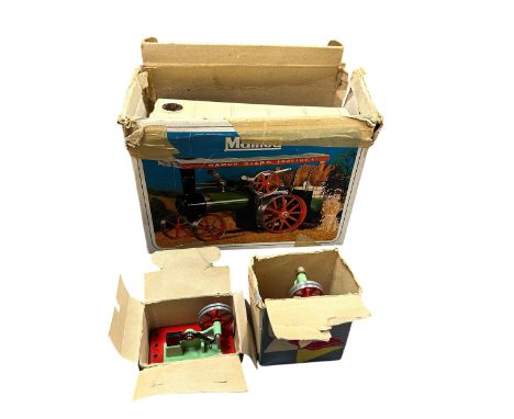 Mamod Traction Engine No. TE1a, with detachable canopy, tray, scuttle, steering rod (2) and funnel, has been fired, plus Powe