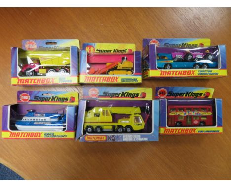 Matchbox Super Kings collection, with Tractor Transporter No. K-21, Hercules Mobile Crane Laing No. K-12, Big Tipper No. K-4 