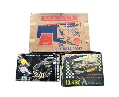 1950s onwards Balyna Super Soccer Magnetic Football Game, Scalextric Competition Car Series set No. CM33 and Artin 1/43rd sca