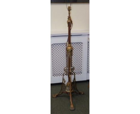 A late Victorian copper & brass telescopic standard lamp – converted