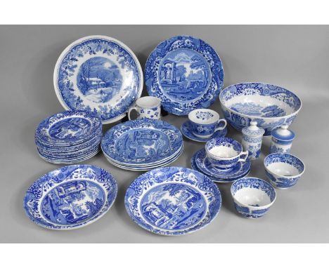 A Collection of Spode Blue and White China to Comprise Italian Pattern Plates, Side Plates, Cake Plate, Bowl, Cups, Saucers e